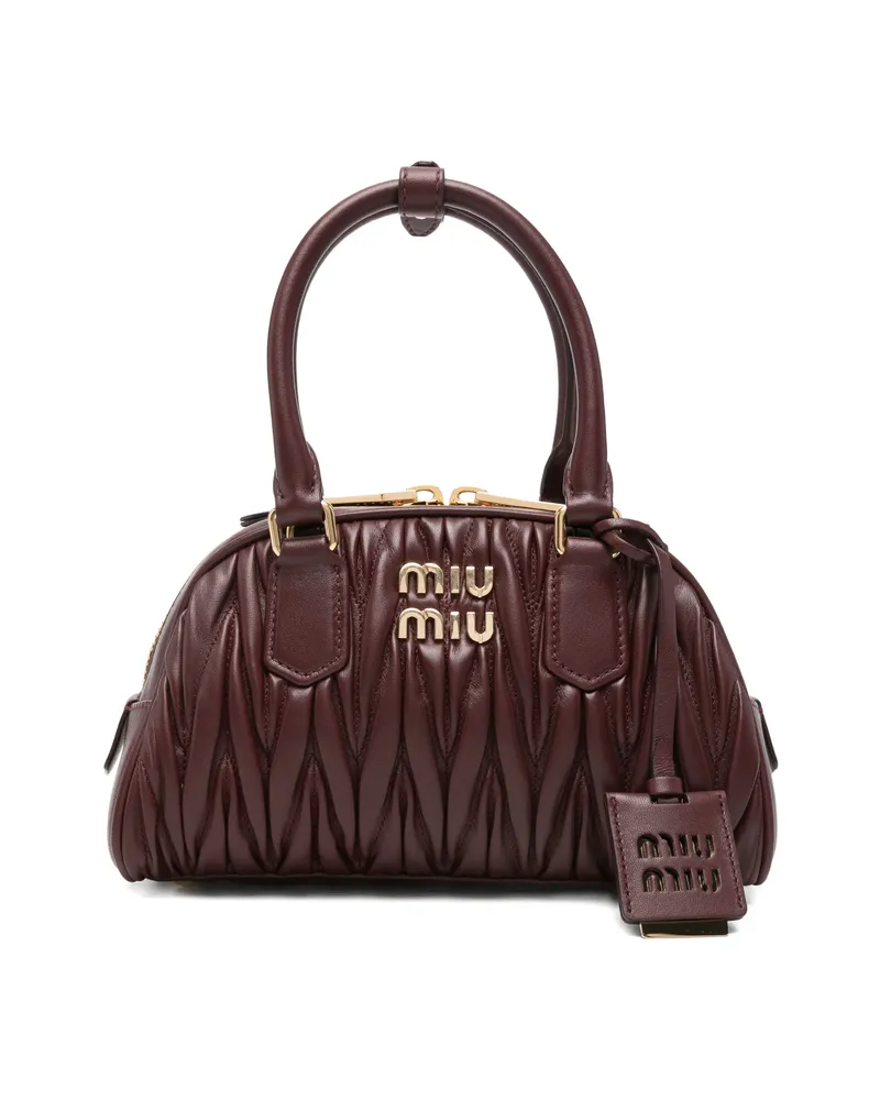 Miu Miu Matelassé Leather Shoulder Bag Brown