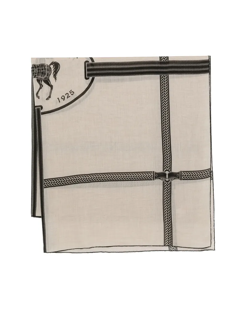 Fendi Equestrian-print Scarf Neutrals