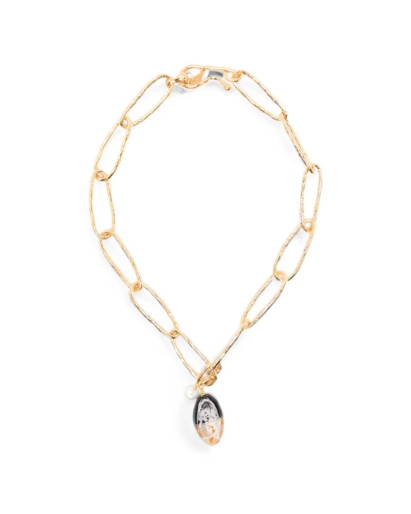 forte_forte Glass-pendant Pearl-detail Necklace Gold