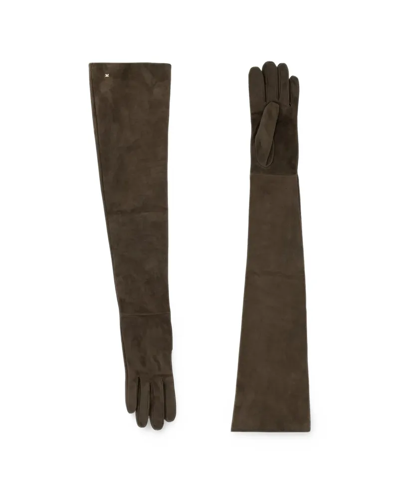 Max Mara LONG SUEDE GLOVES Brown
