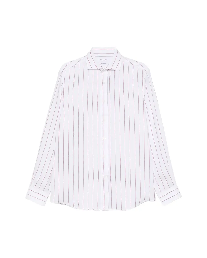 Brunello Cucinelli Striped-pattern Linen Shirt White