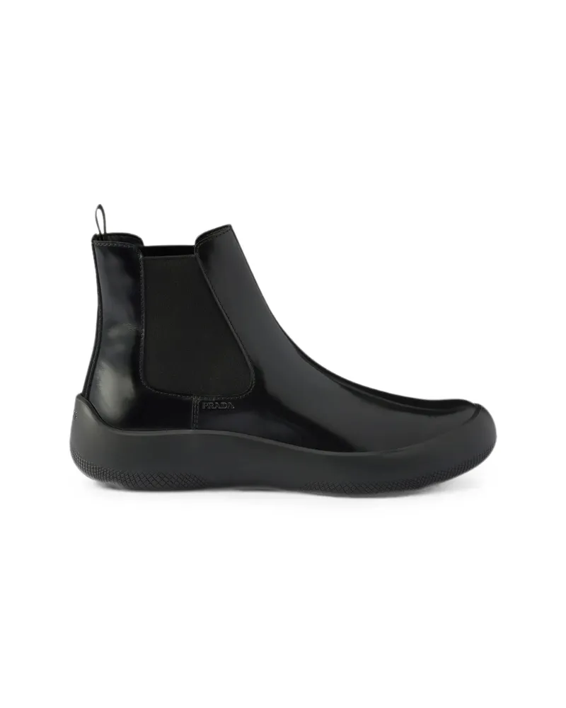 Prada Brushed Leather Chelsea Boots Black