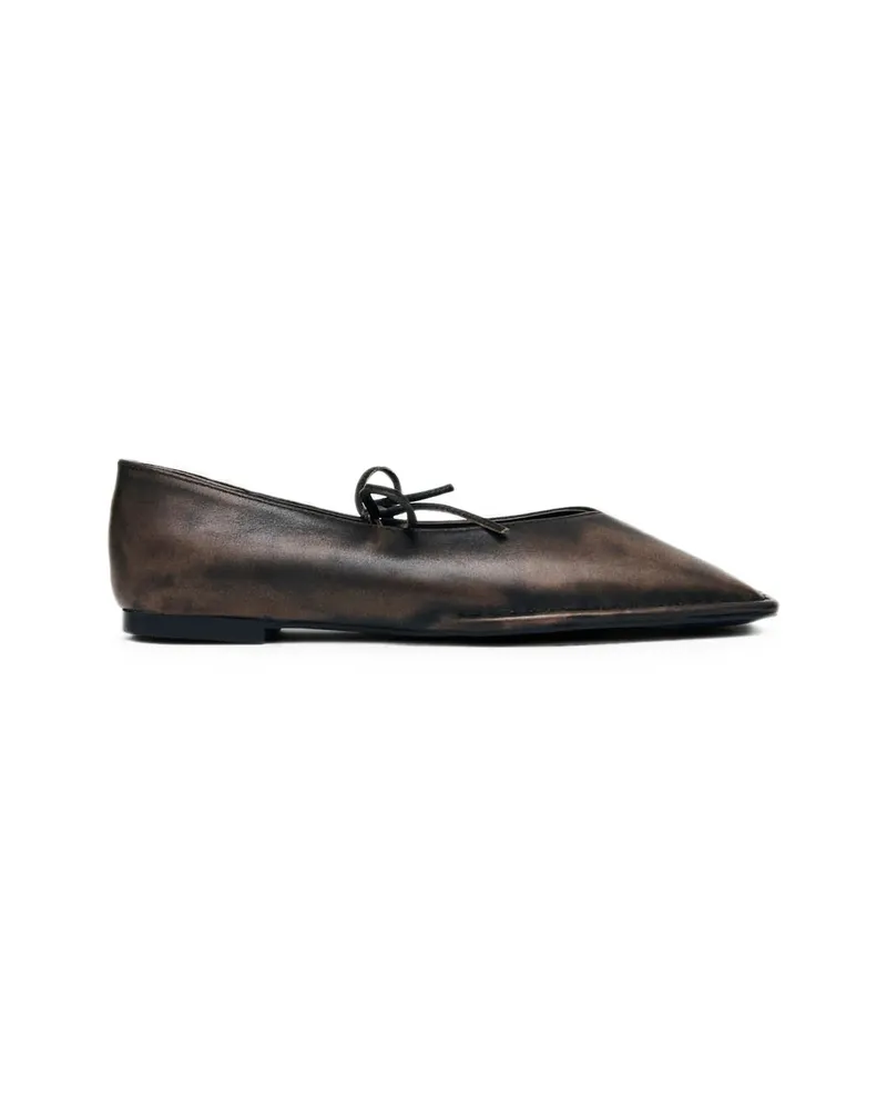 Alohas Bow-detail Square-toe Ballet Flats Brown