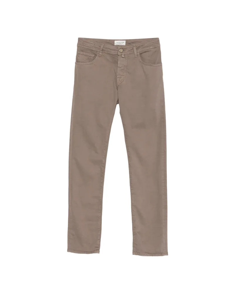 Jacob Cohën Nick Logo-patch Straight-leg Trousers Brown