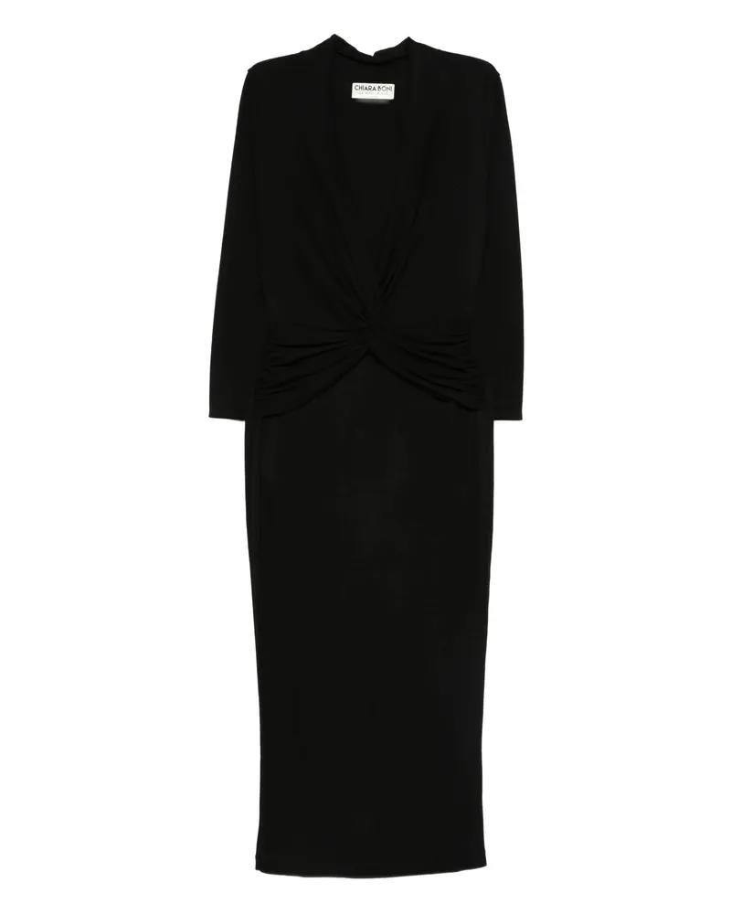 Chiara Boni Twist-detail Midi Dress Black