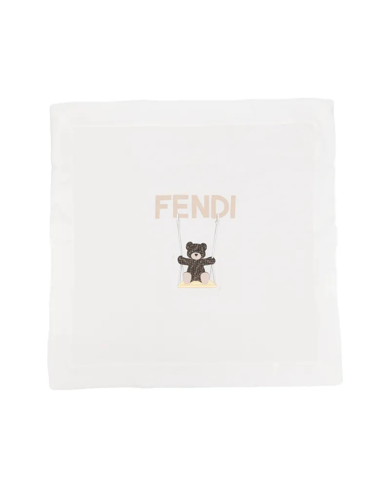 Fendi FF-logo Teddy-bear Blanket White