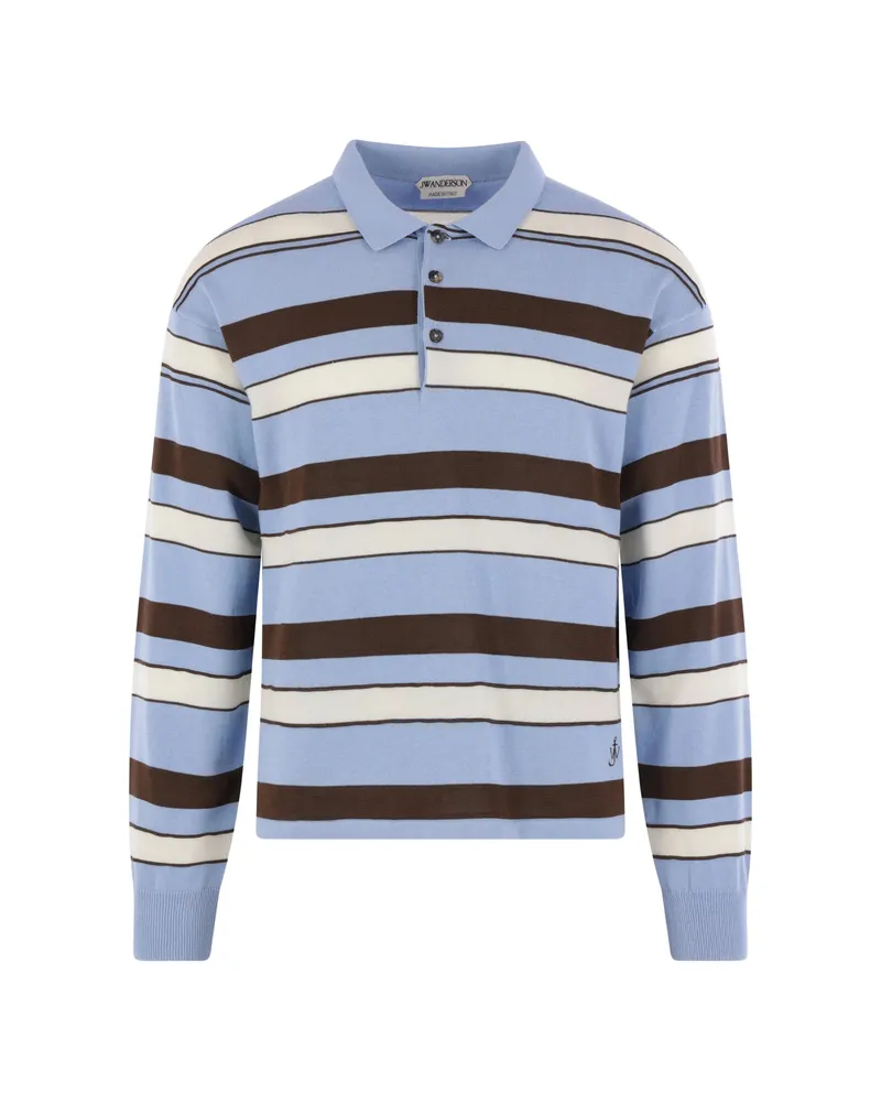 J.W.Anderson Striped Buttoned Polo Shirt Blue