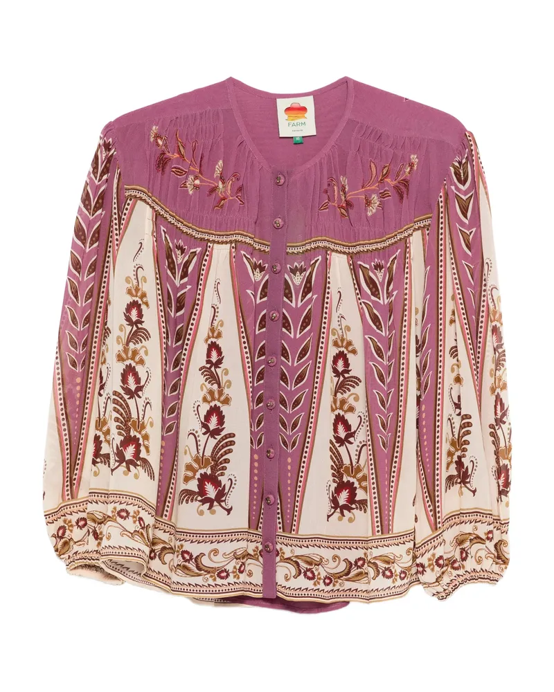 FARM Rio Floral Embroidered Shirt Purple