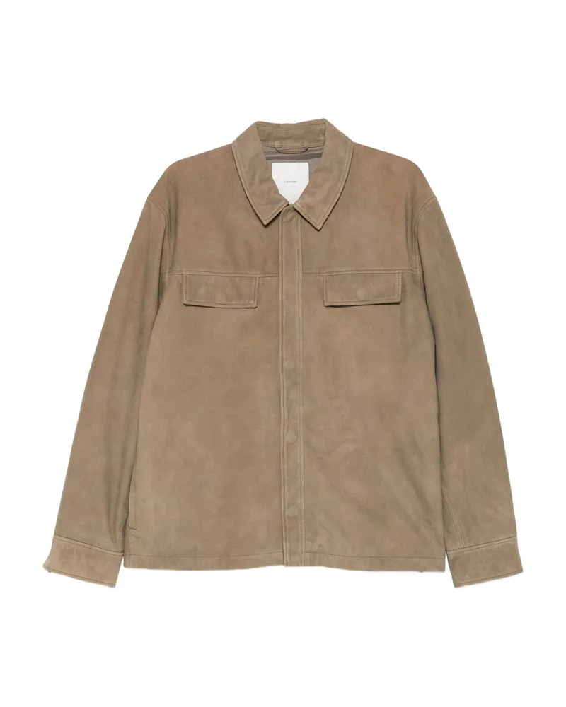 Calvin Klein Flap-pocket Suede Jacket Brown