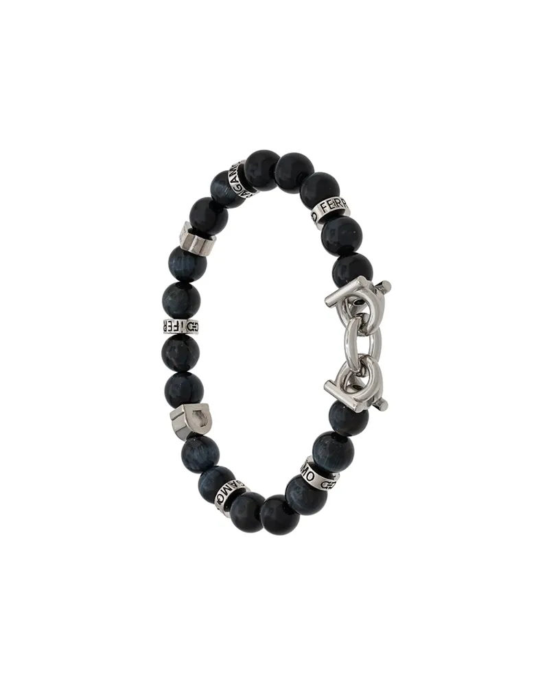 Ferragamo Semi-precious Stone And Gancini Bracelet Blue