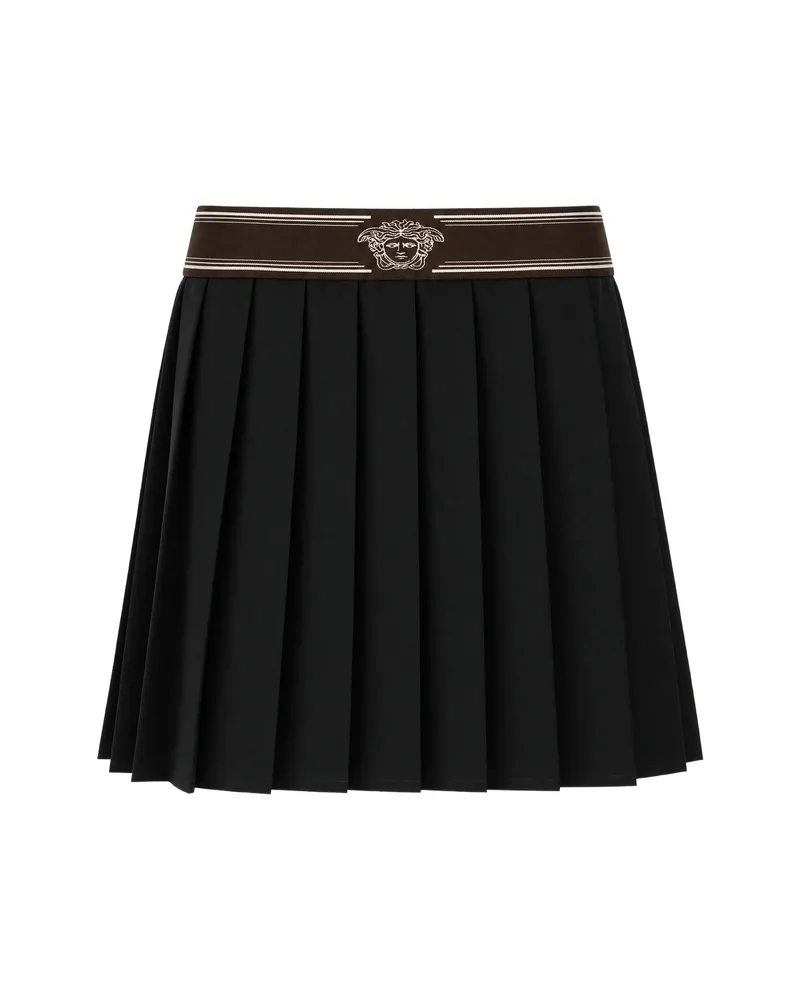 Versace Pleated Wool-mohair Mini Skirt Black