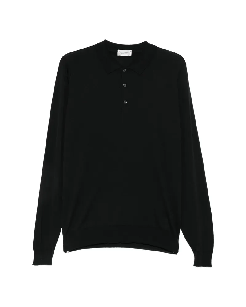 John Smedley Belpert Long-sleeve Polo Sweater Black