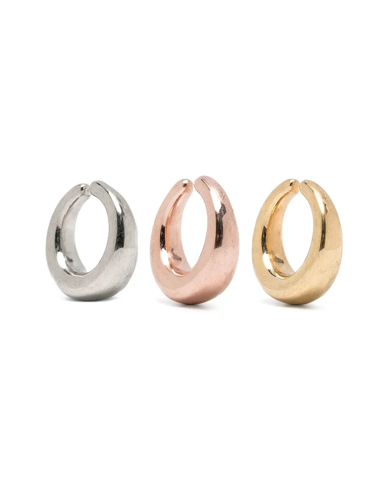 PANCONESI Curved Earrings Set Of Three Silver
