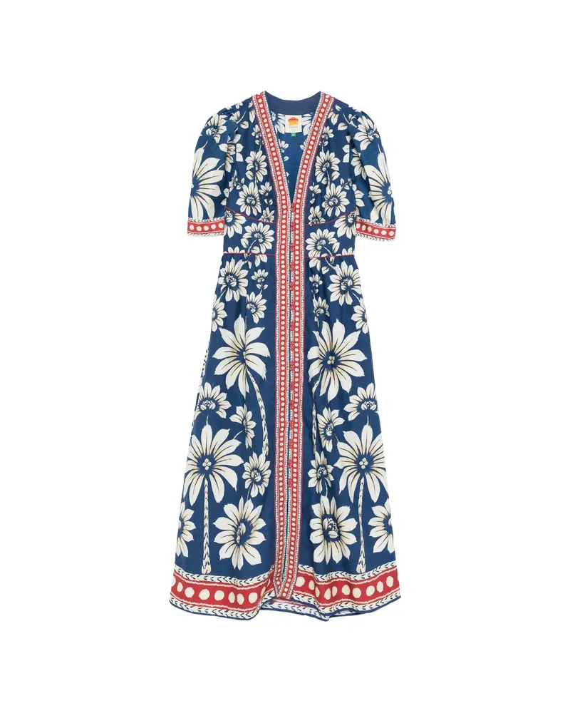 FARM Rio Floral-print V-neck Maxi Dress Blue