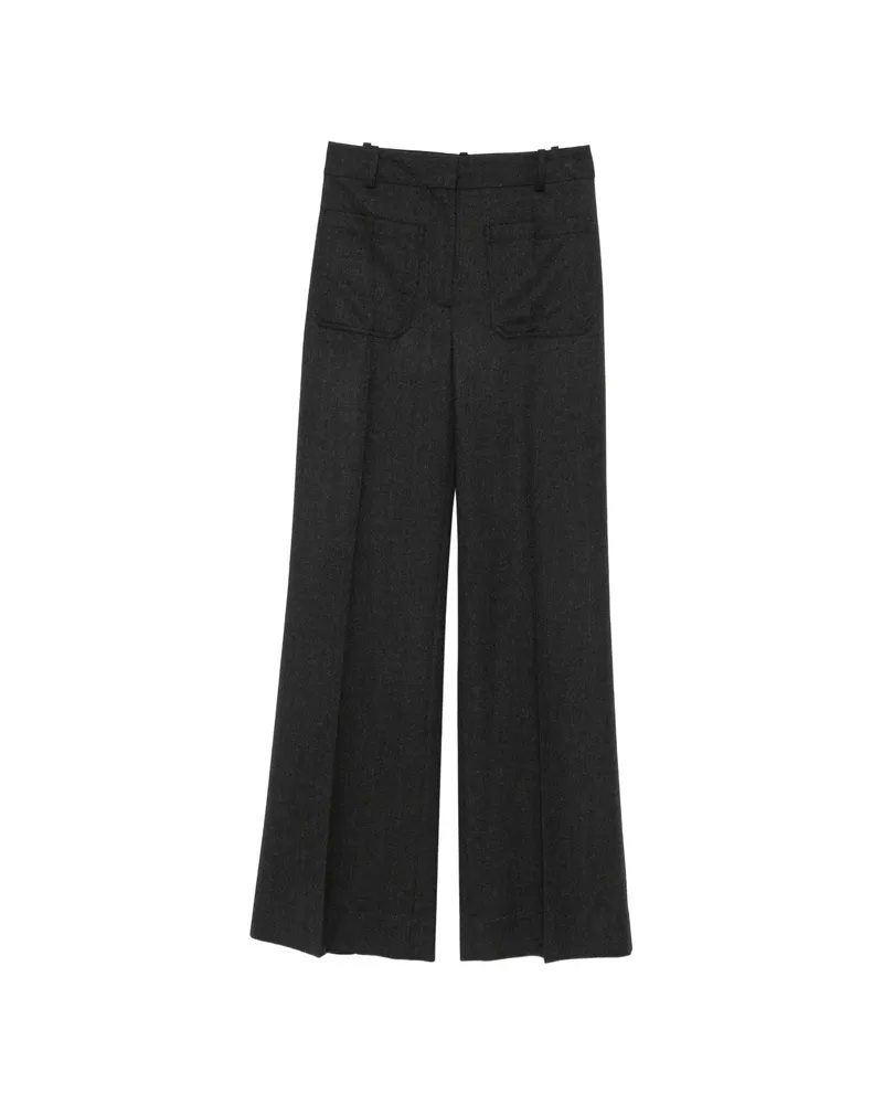 Victoria Beckham Flannel Wide-leg Trousers Grey