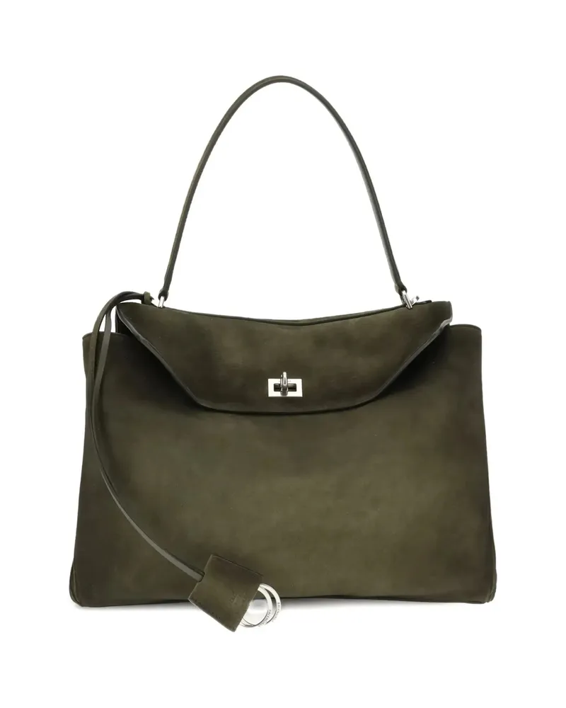 Balenciaga Medium Rodeo Top-handle Suede Shoulder Bag Green