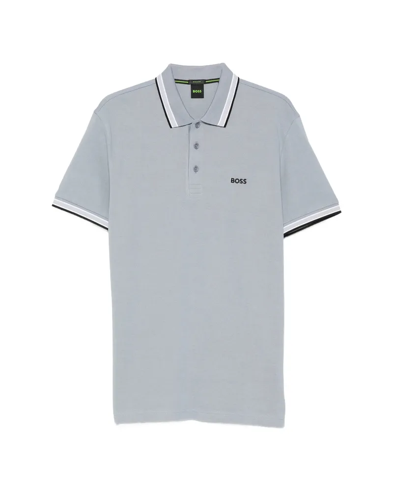 HUGO BOSS Paddy Logo-embroidered Tipped Polo Shirt Grey