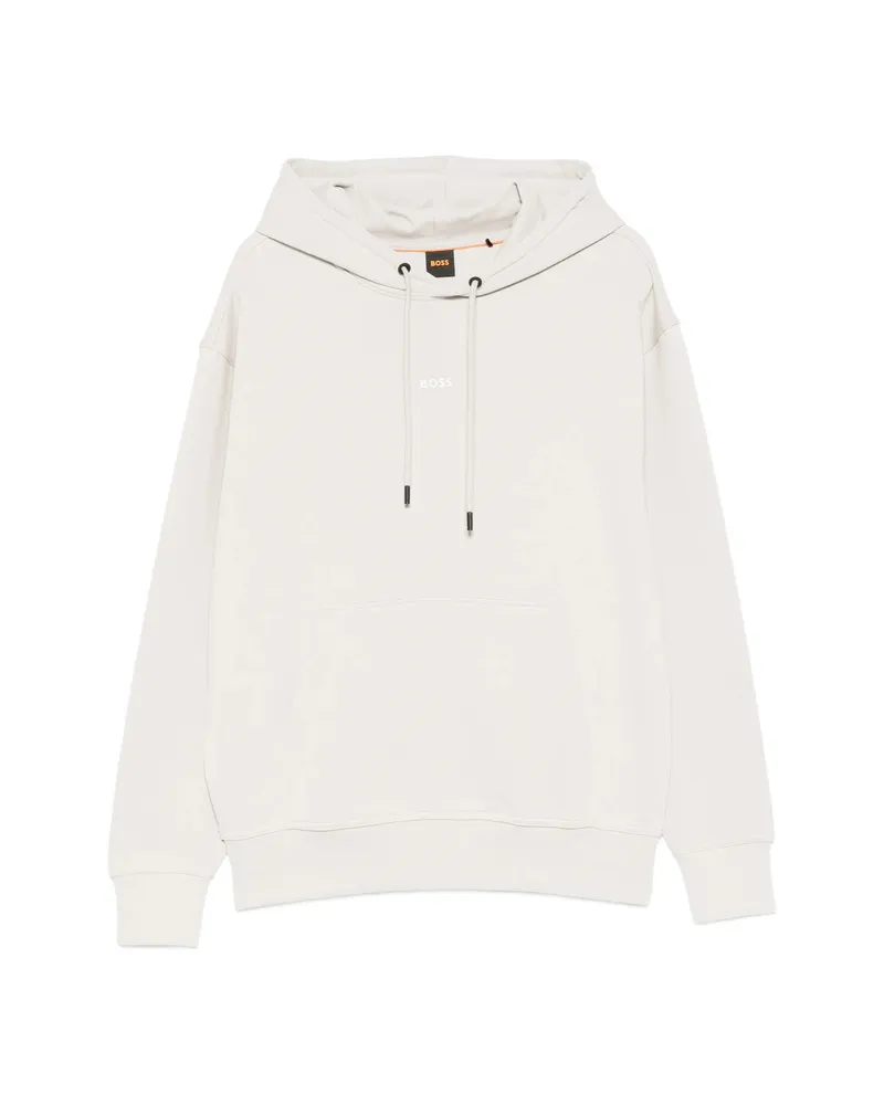 HUGO BOSS Drawstring Logo-detail Hoodie Neutrals