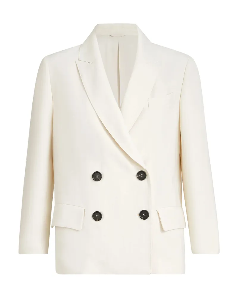 Brunello Cucinelli Monili-detail Double-breasted Blazer Neutrals