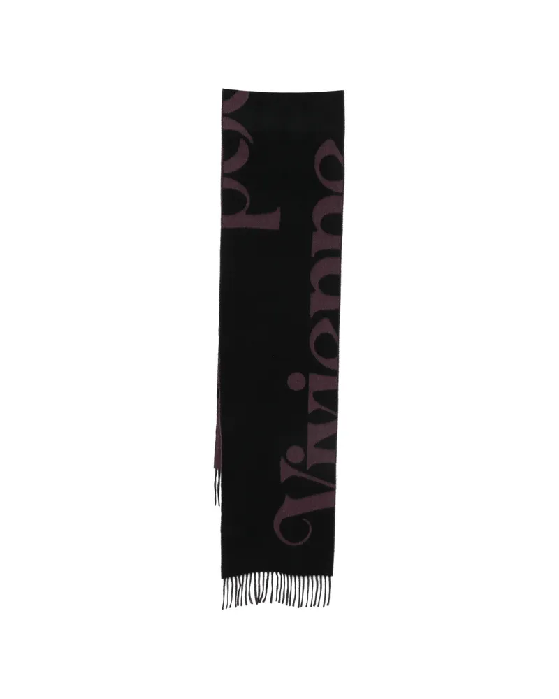 Vivienne Westwood Logo-intarsia Fringed Scarf Black