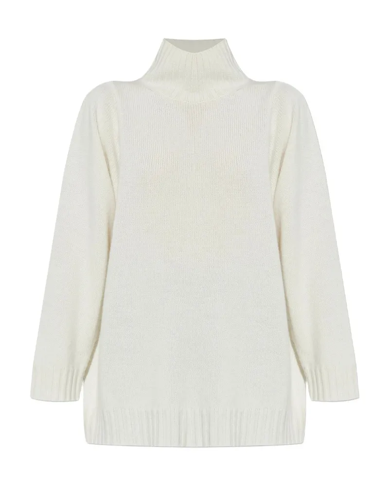 Max Mara High-neck Long-sleeve Sweater White