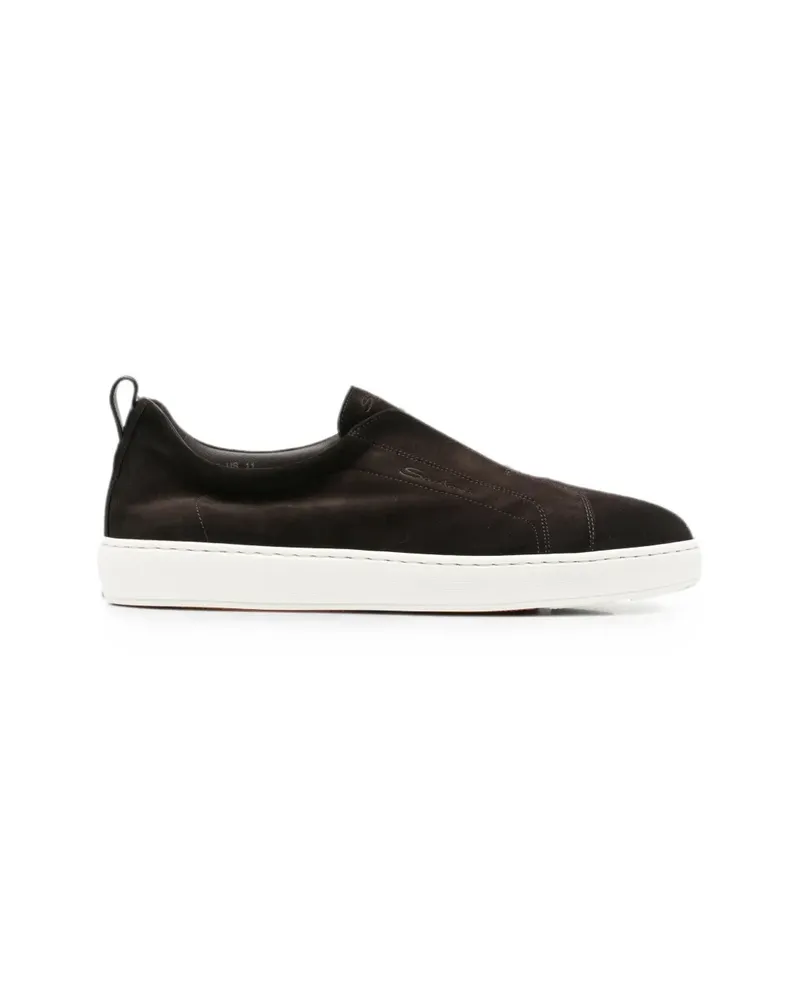 Santoni Victory Suede Slip-on Sneakers Brown