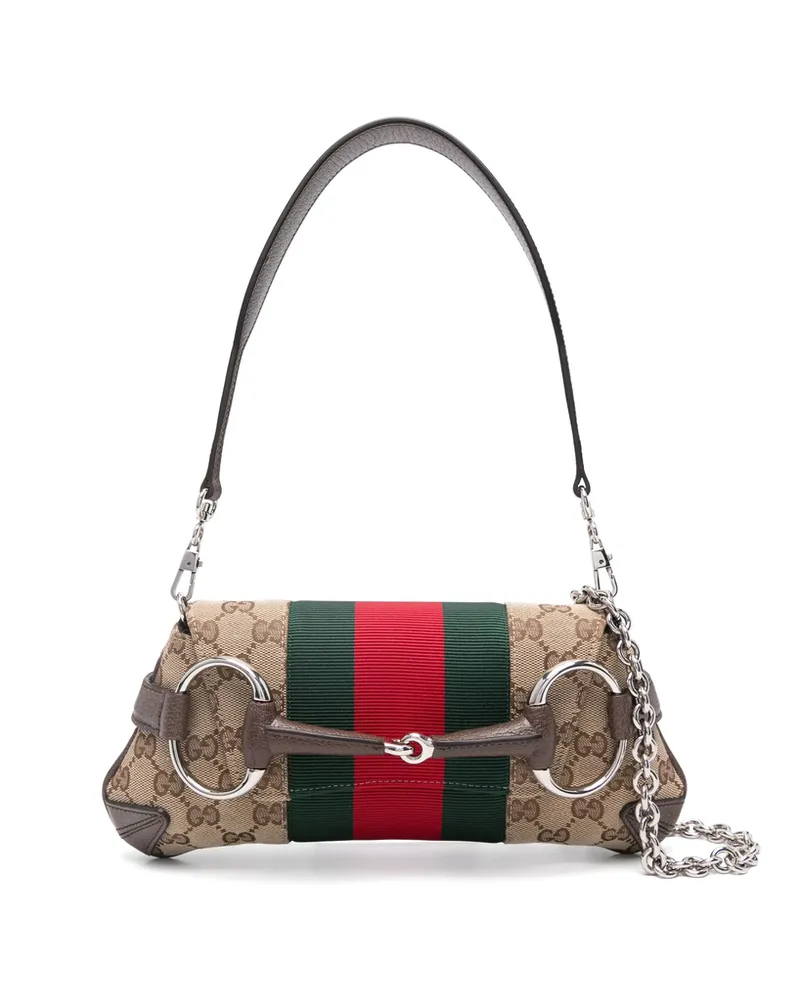 Gucci Small Horsebit Chain Shoulder Bag Neutrals
