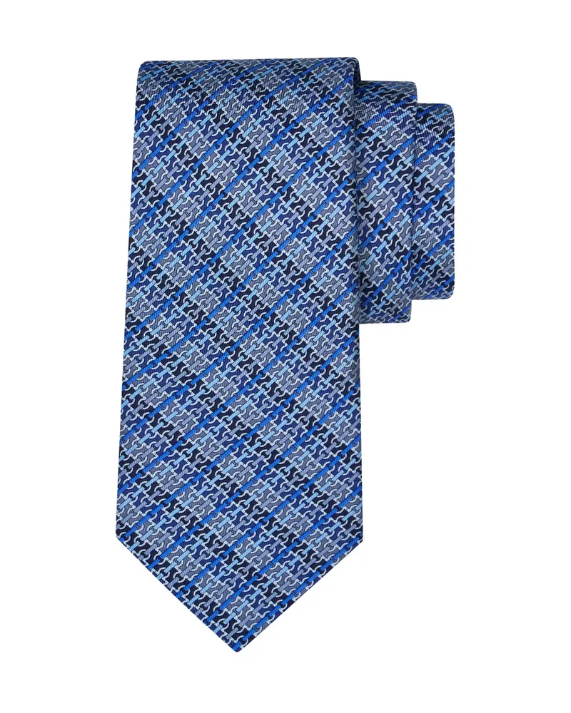 Ferragamo Gancini Chain-print Tie Blue