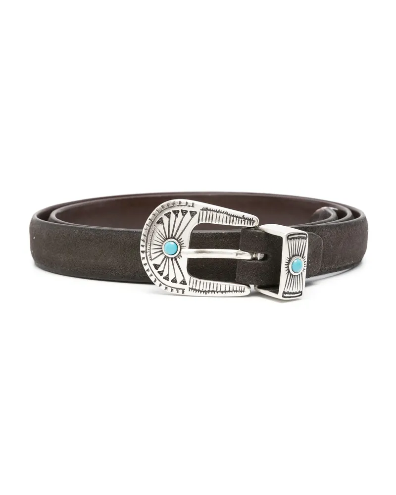ERALDO Engraved-detail Suede Belt Black