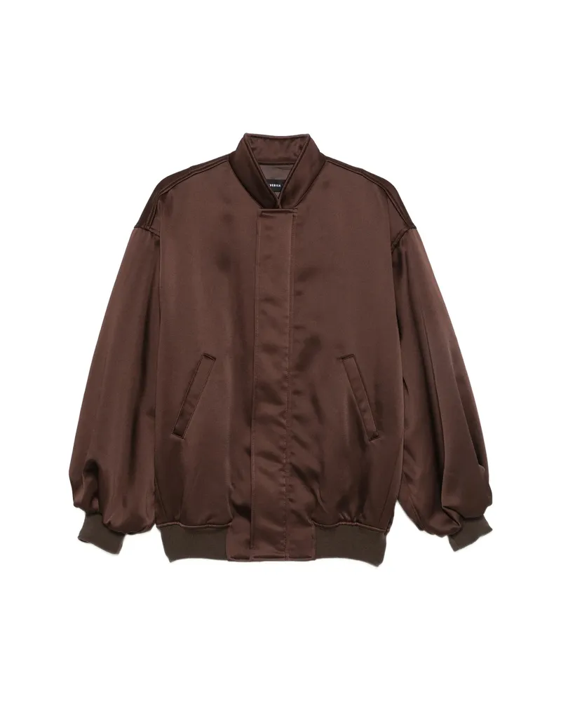 Federica Tosi Satin-finish Oversized Bomber Jacket Brown