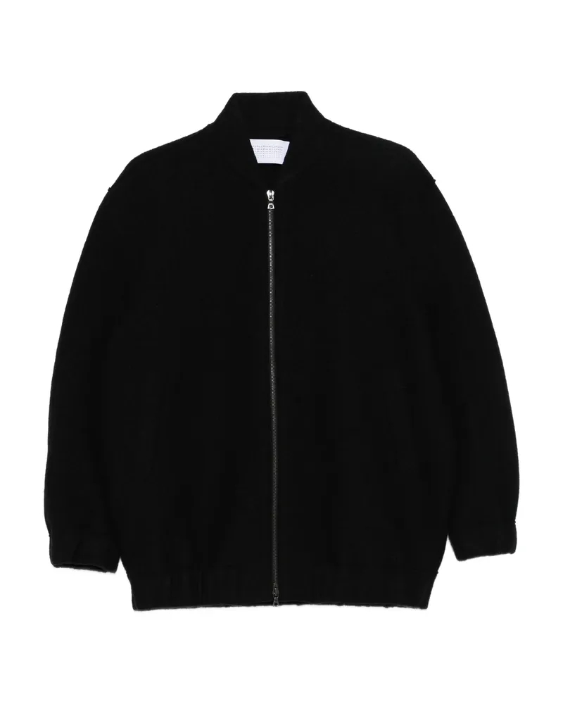 Harris Wharf London Zip-front Balloon-sleeve Jacket Black