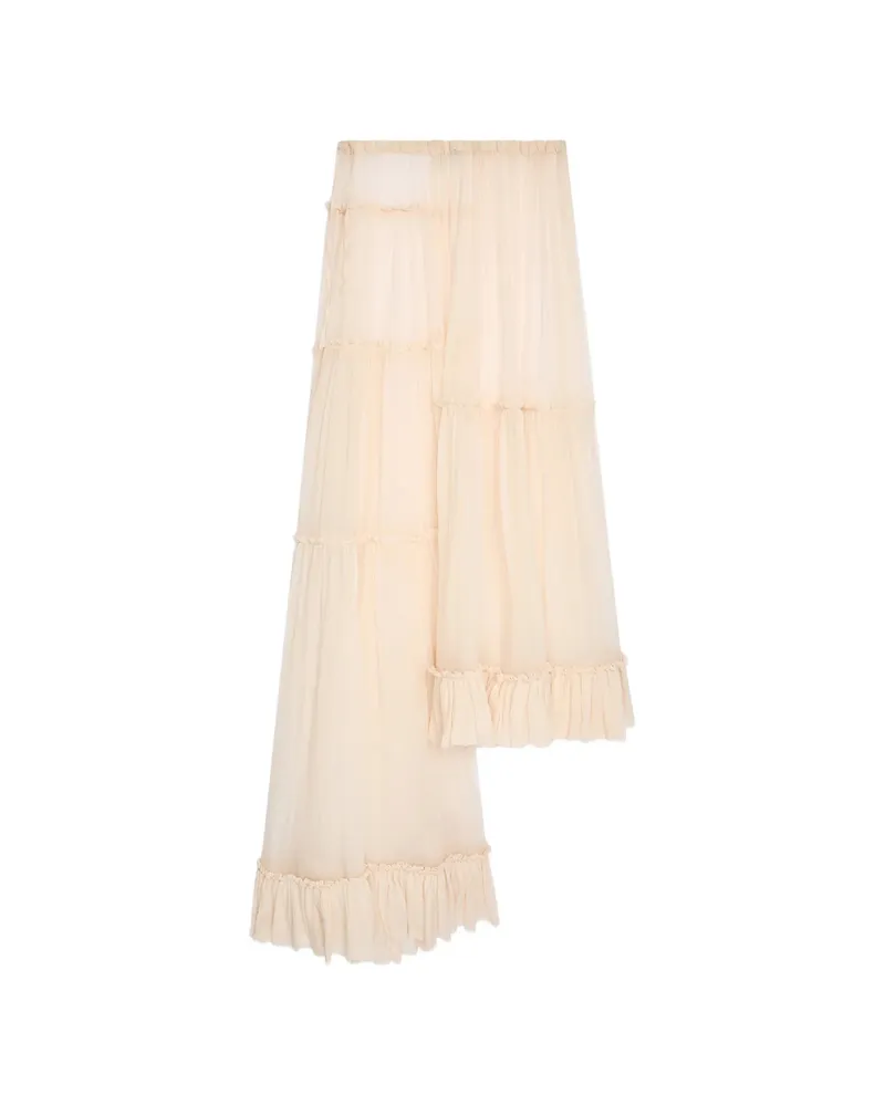 Dries van Noten Tiered Ruffled Maxi Skirt Neutrals