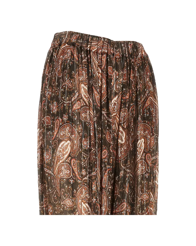 ANDAMANE Paisley-print Pleated Trousers Brown