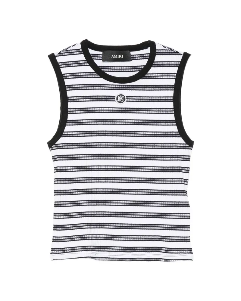 Amiri Striped Ribbed-knit Tank Top White