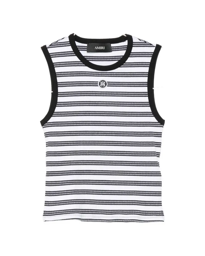 Amiri Striped Ribbed-knit Tank Top White