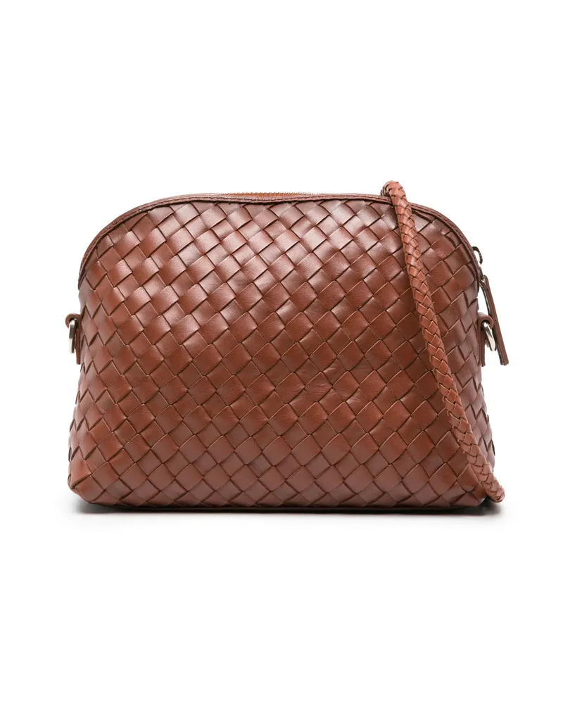 Dragon Diffusion Chunky Fellini Leather Shoulder Bag Brown