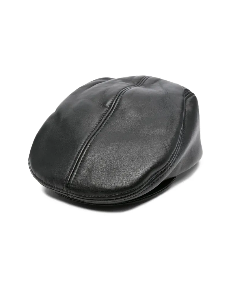 RUSLAN BAGINSKIY Leather Panelled Beret Black
