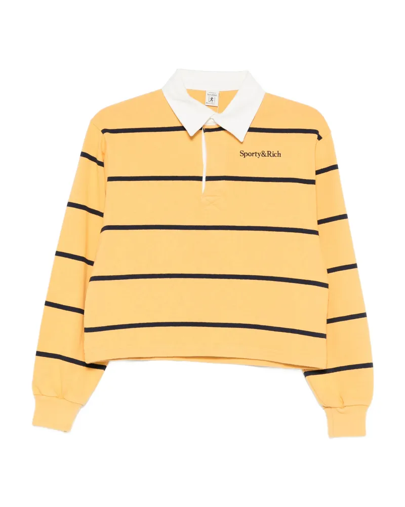 SPORTY & RICH Striped Long-sleeved Polo Top Yellow