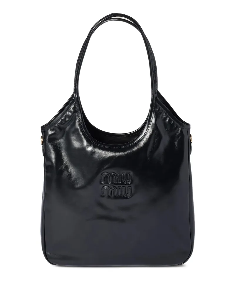 Miu Miu Ivy Leather Tote Bag Black
