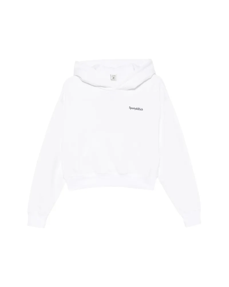 SPORTY & RICH Elon Logo-embroidered Cropped Hoodie White