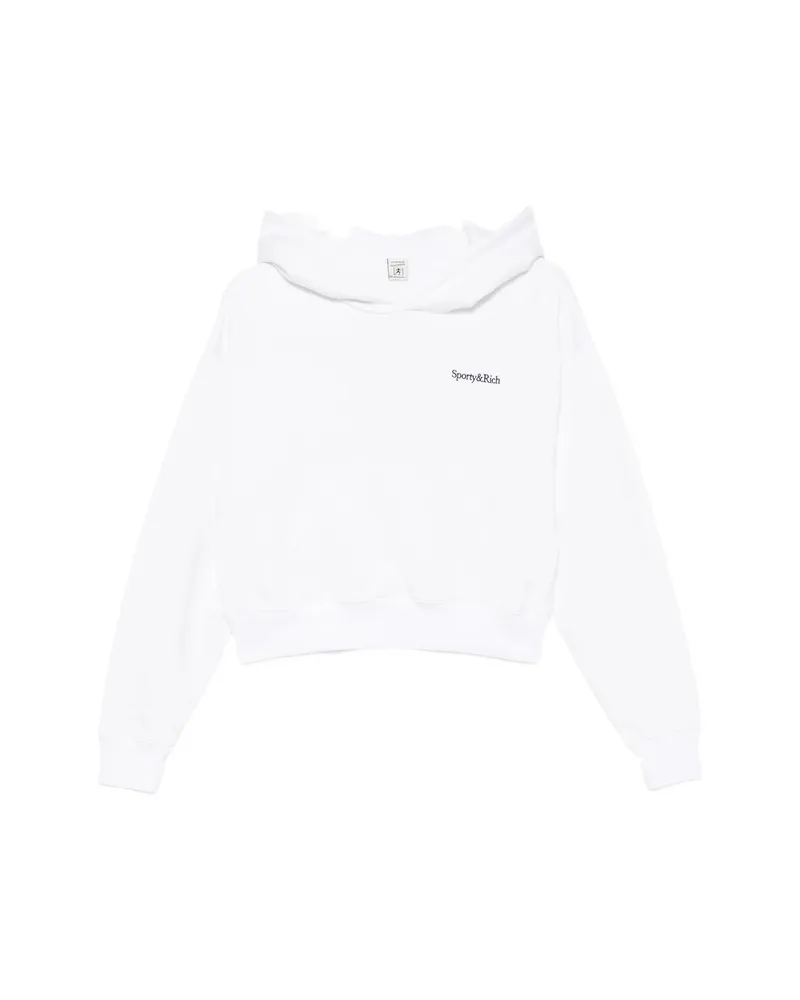 SPORTY & RICH Elon Logo-embroidered Cropped Hoodie White