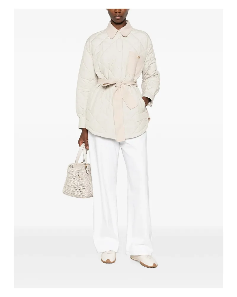 Fabiana Filippi Quilted Belted Coat Neutrals