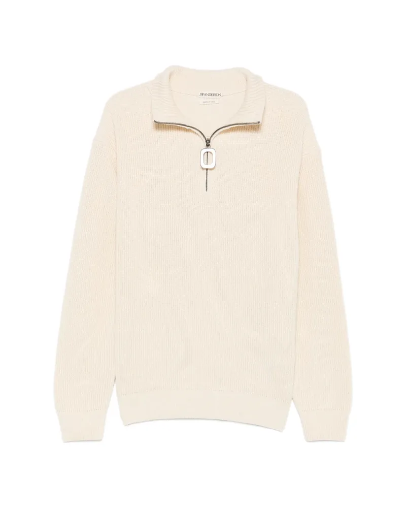 J.W.Anderson Half-zip Ribbed-knit Sweater Neutrals
