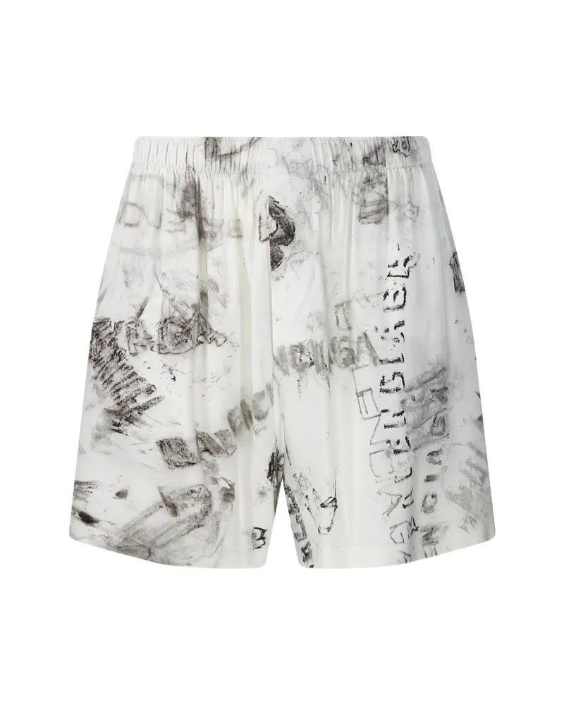 Balenciaga Print Pyjama Shorts Grey