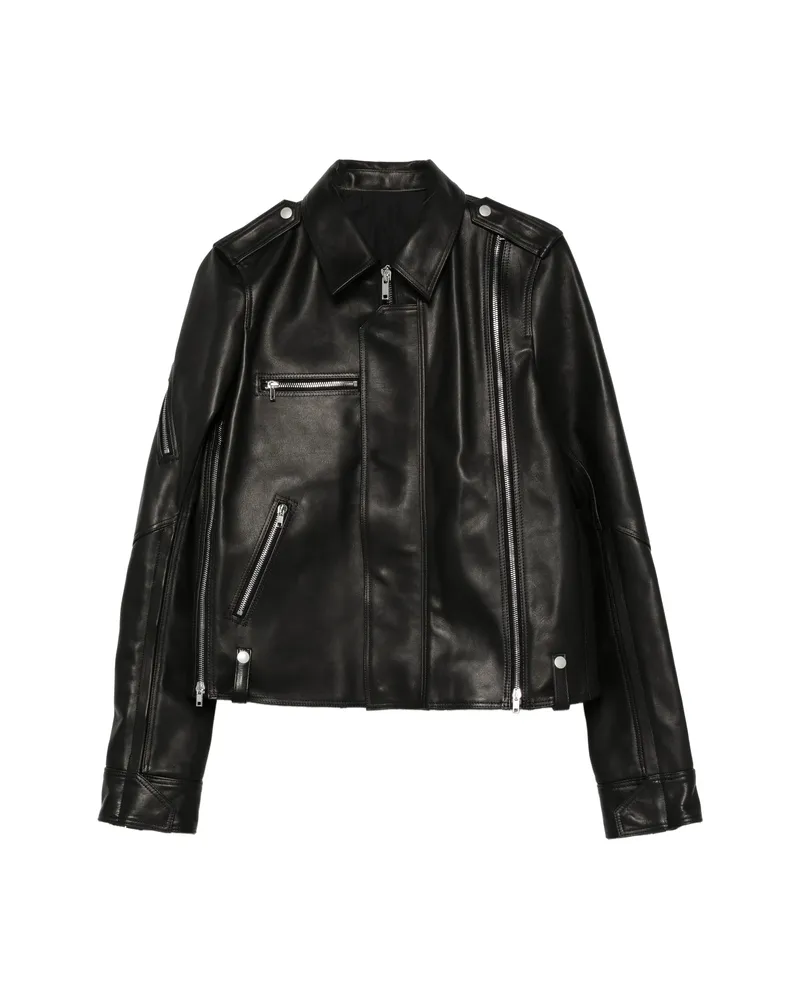 Rick Owens Zipped Leather Jacket Black