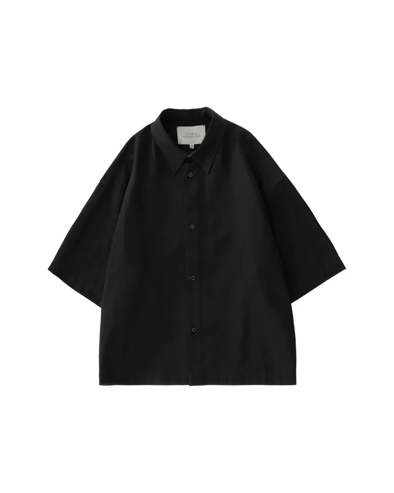 Studio Nicholson Sanko Short Sleeve Tonal Shirt Black