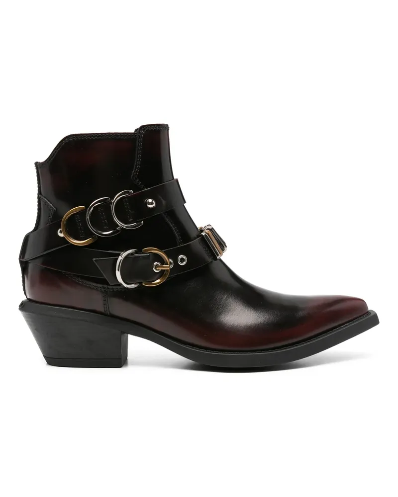 Pinko Buckle-strap Pointed-toe Boots Red