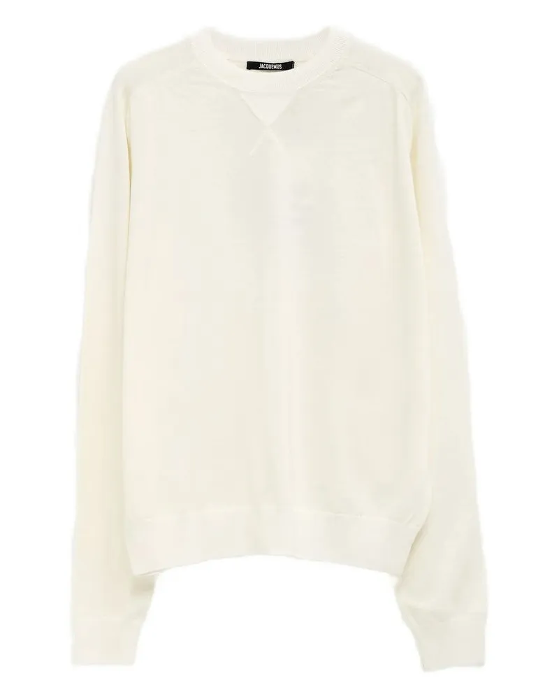 Jacquemus Embroidered-detail Crew Neck Jumper White