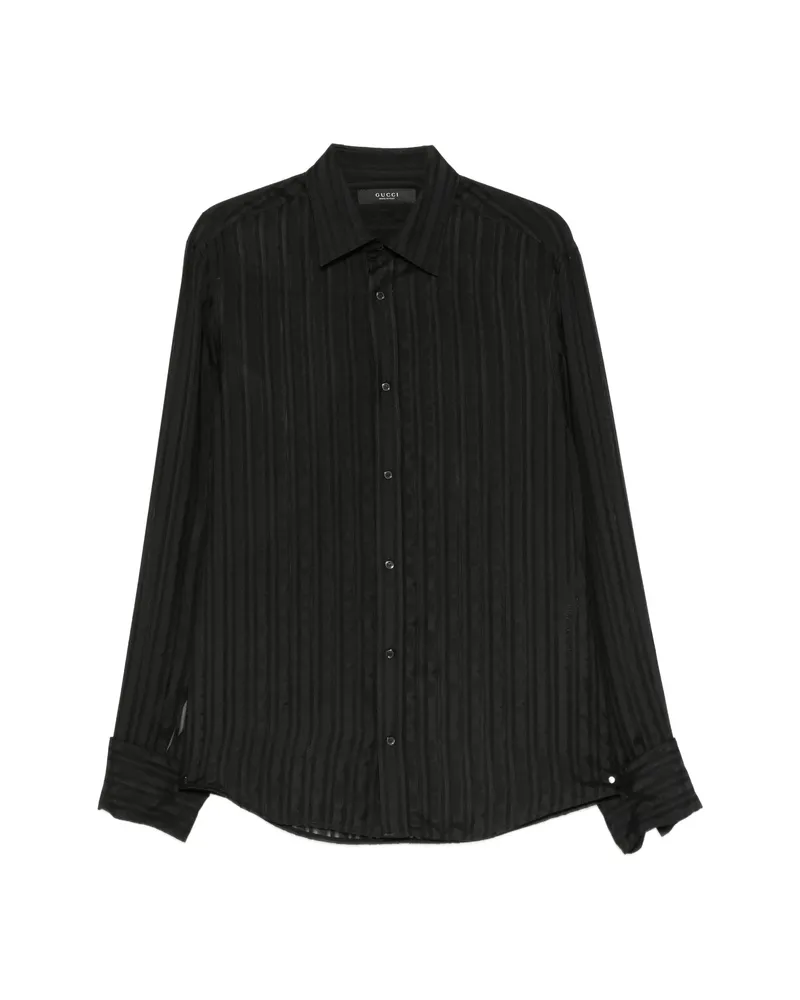 Gucci Vertical-stripe Semi-sheer Shirt Black