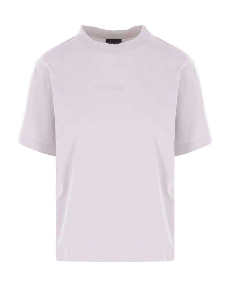 Balenciaga Logo-embroidered Cotton T-shirt Pink